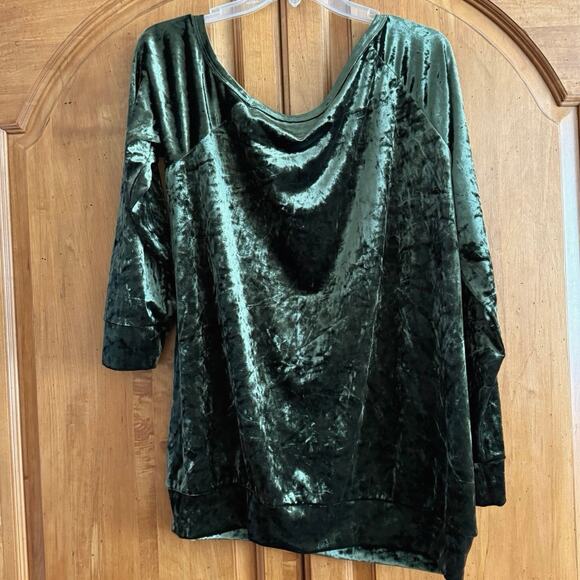 Torrid green crushed velvet off shoulder pullover sweatshirt top 1 plus size 1X - Picture 5 of 10